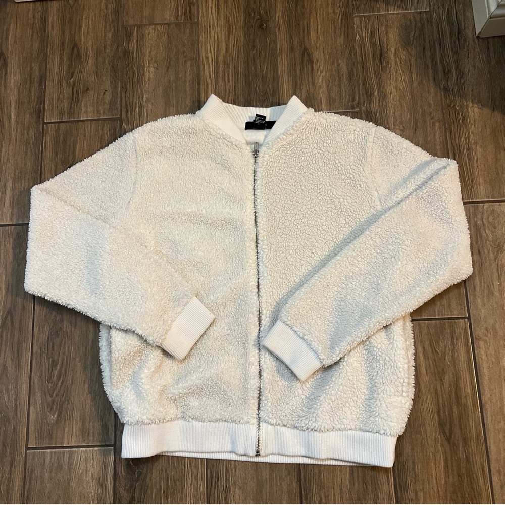 Forever 21 Faux Shearling Bomber Jacket Size Large